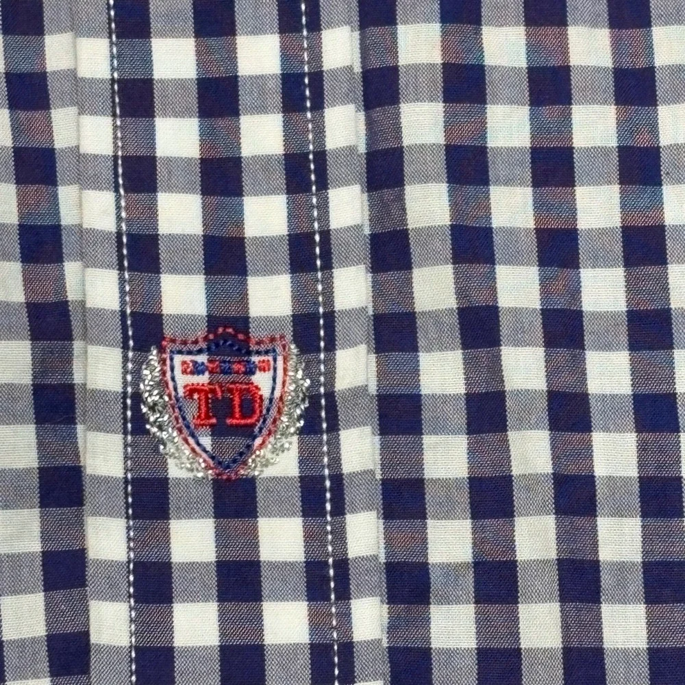 Thomas Dean Collegiate TCU Horned Frogs Gingham Button Down Shirt Mens XL Navy